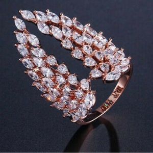 New 18k rose gold plated angel wings adjustable Ring